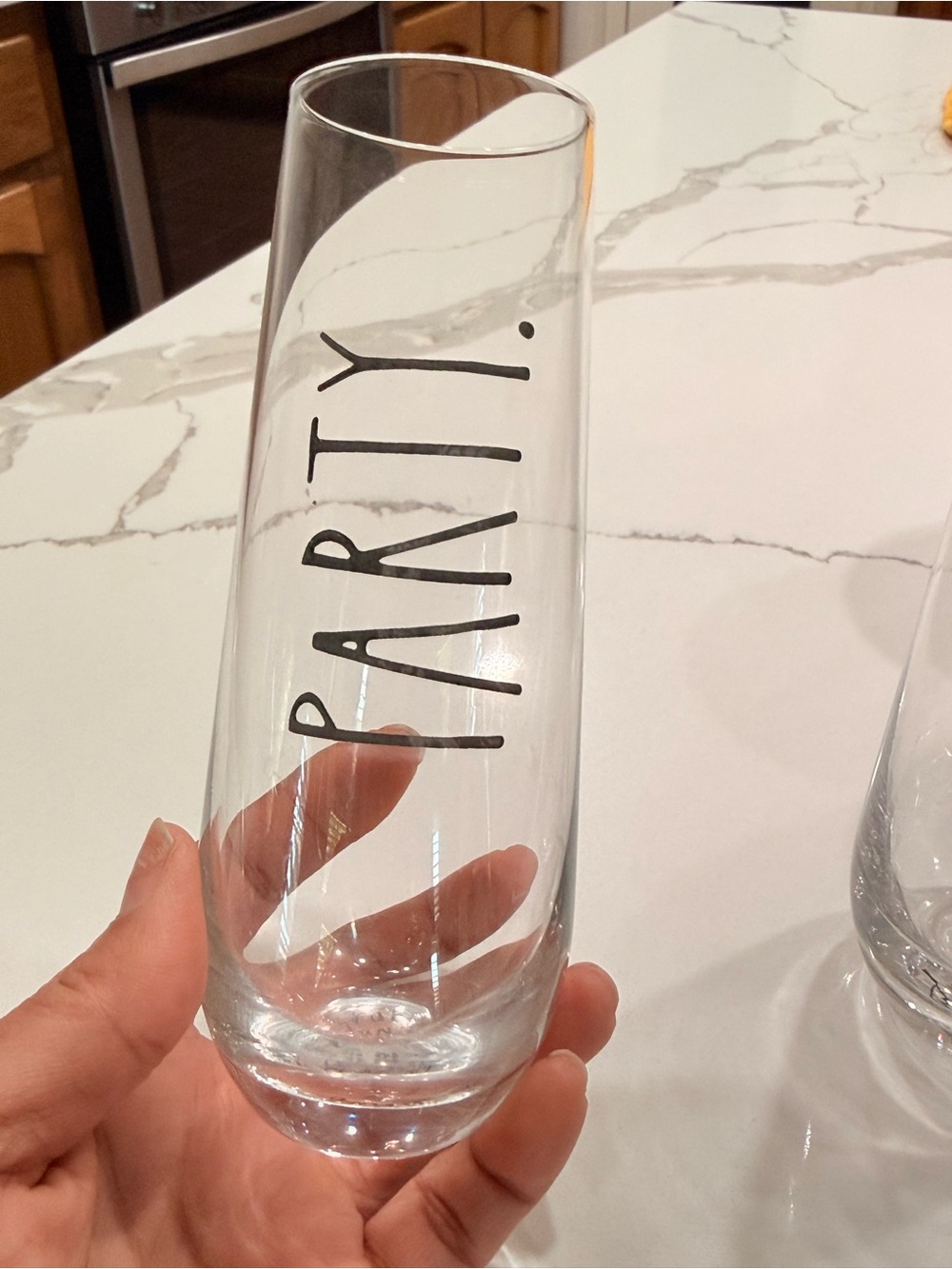 Rae Dunn Stemless Champagne Flutes Glasses Set - "FUN." "CHEERS." "PARTY. - Picture 4 of 5
